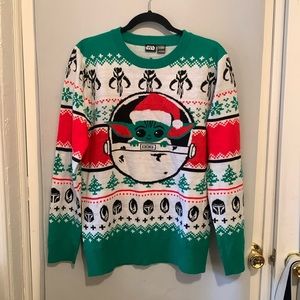 Star Wars The Mandalorian Baby Yoda Child Ugly Christmas Sweater, Size L